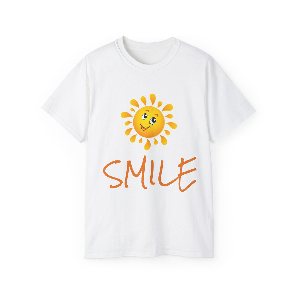 Smile Sun T-Shirt — "SMILE" Front with Proverbs 17:22 Inspirational Tee