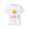 Smile Sun T-Shirt — "SMILE" Front with Proverbs 17:22 Inspirational Tee