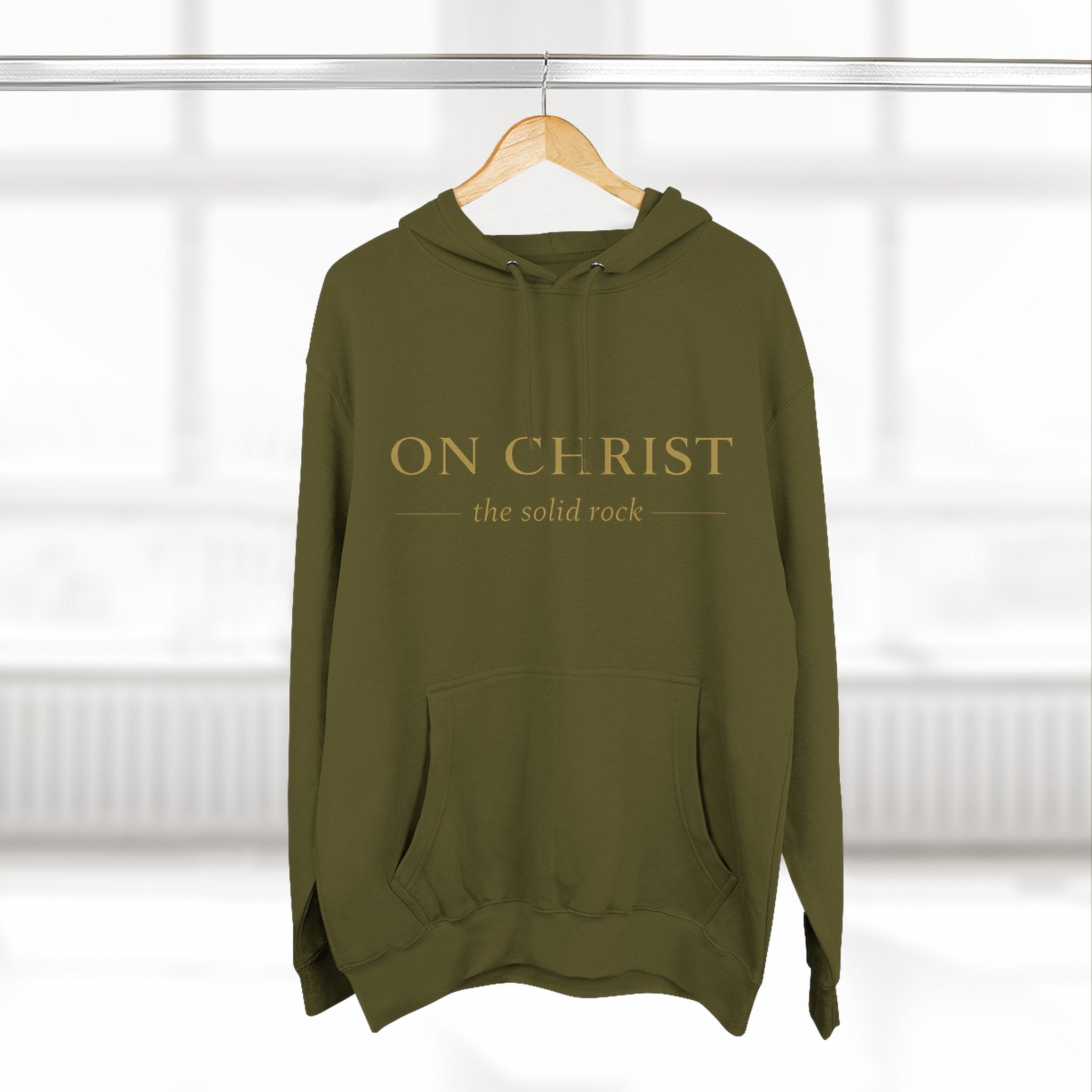 Christian Hoodie — "On Christ the Solid Rock / I Stand" Psalm 78:35 Faith Pullover