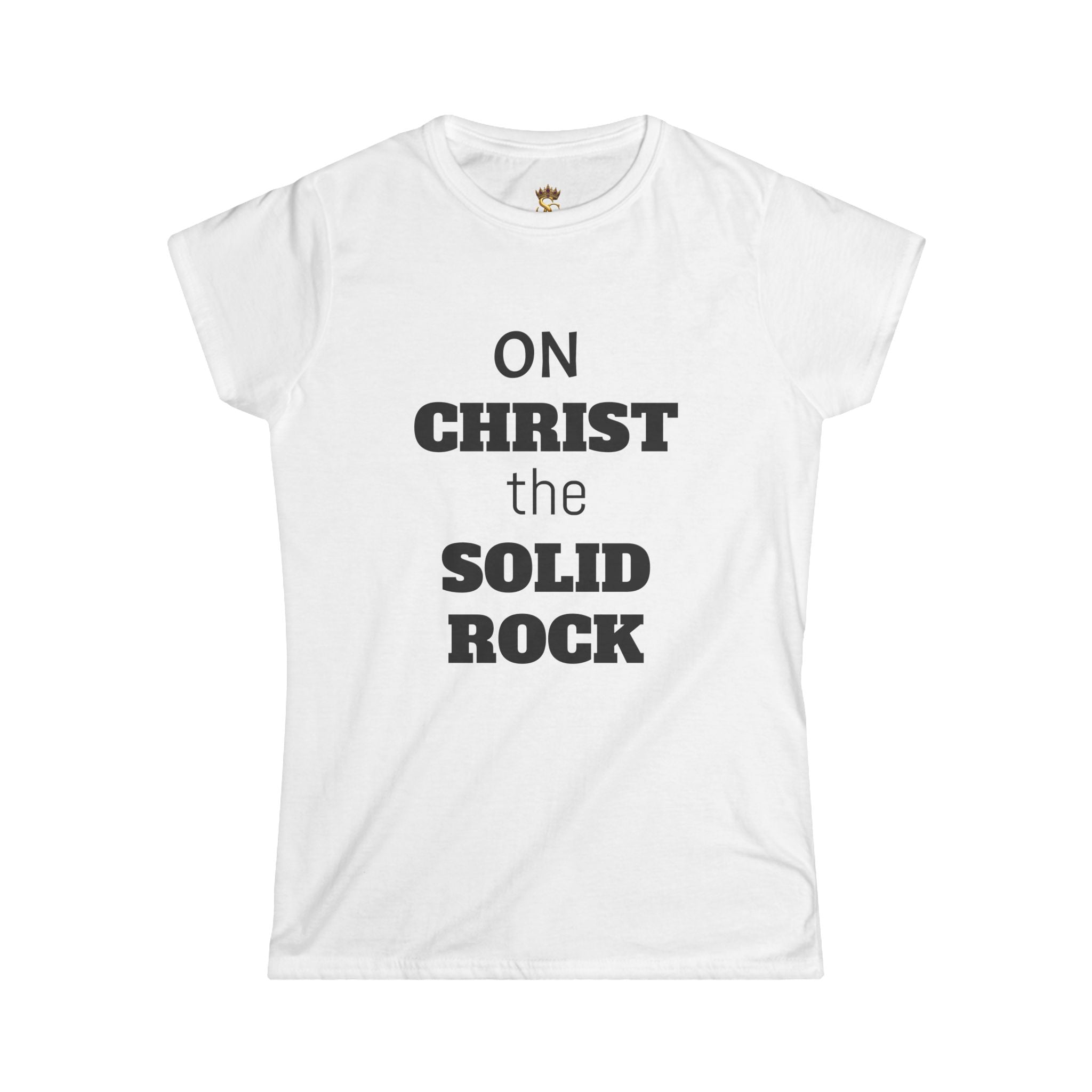 Christian Tee — "On Christ the Solid Rock" Women's Faith T-Shirt (I Stand)