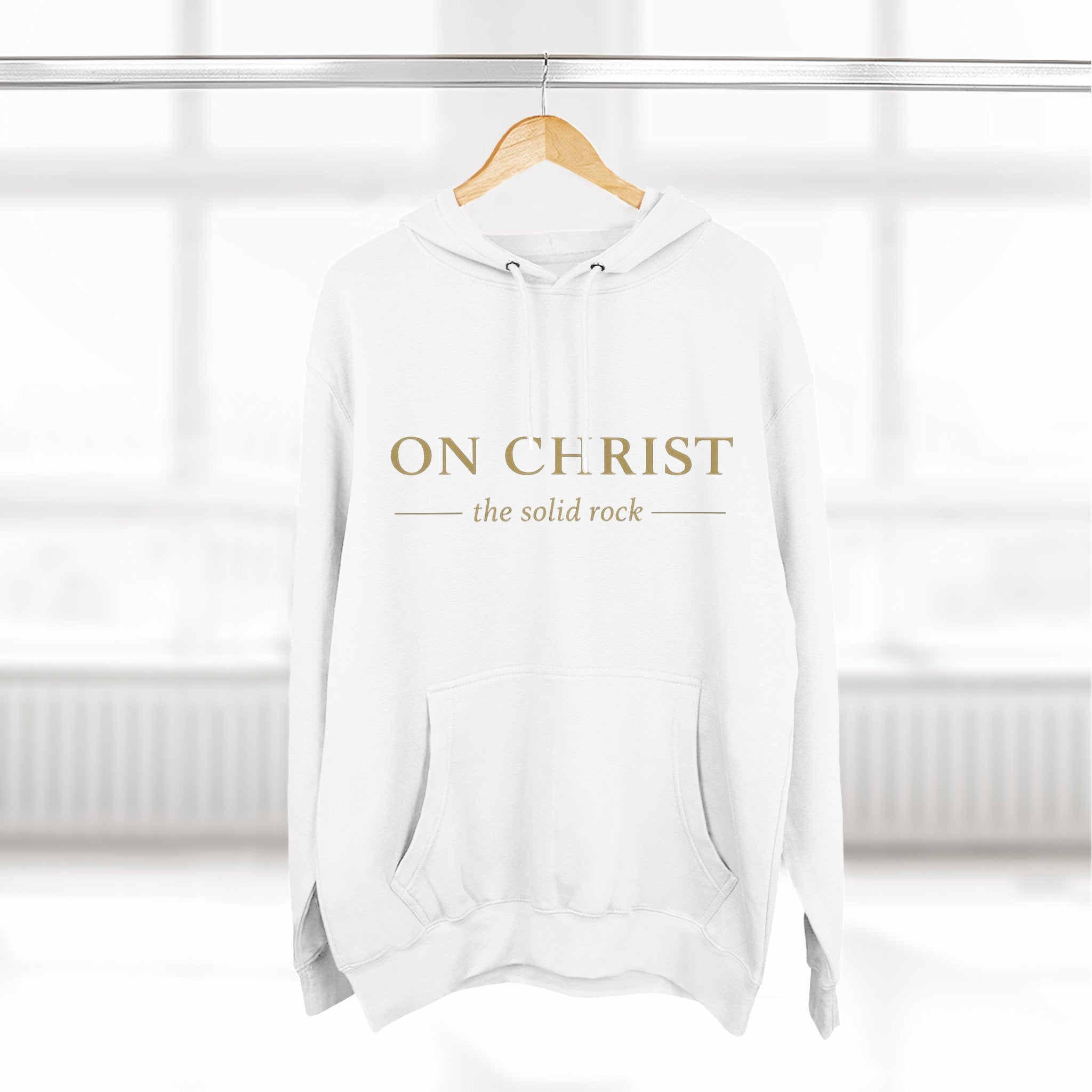 Christian Hoodie — "On Christ the Solid Rock / I Stand" Psalm 78:35 Faith Pullover